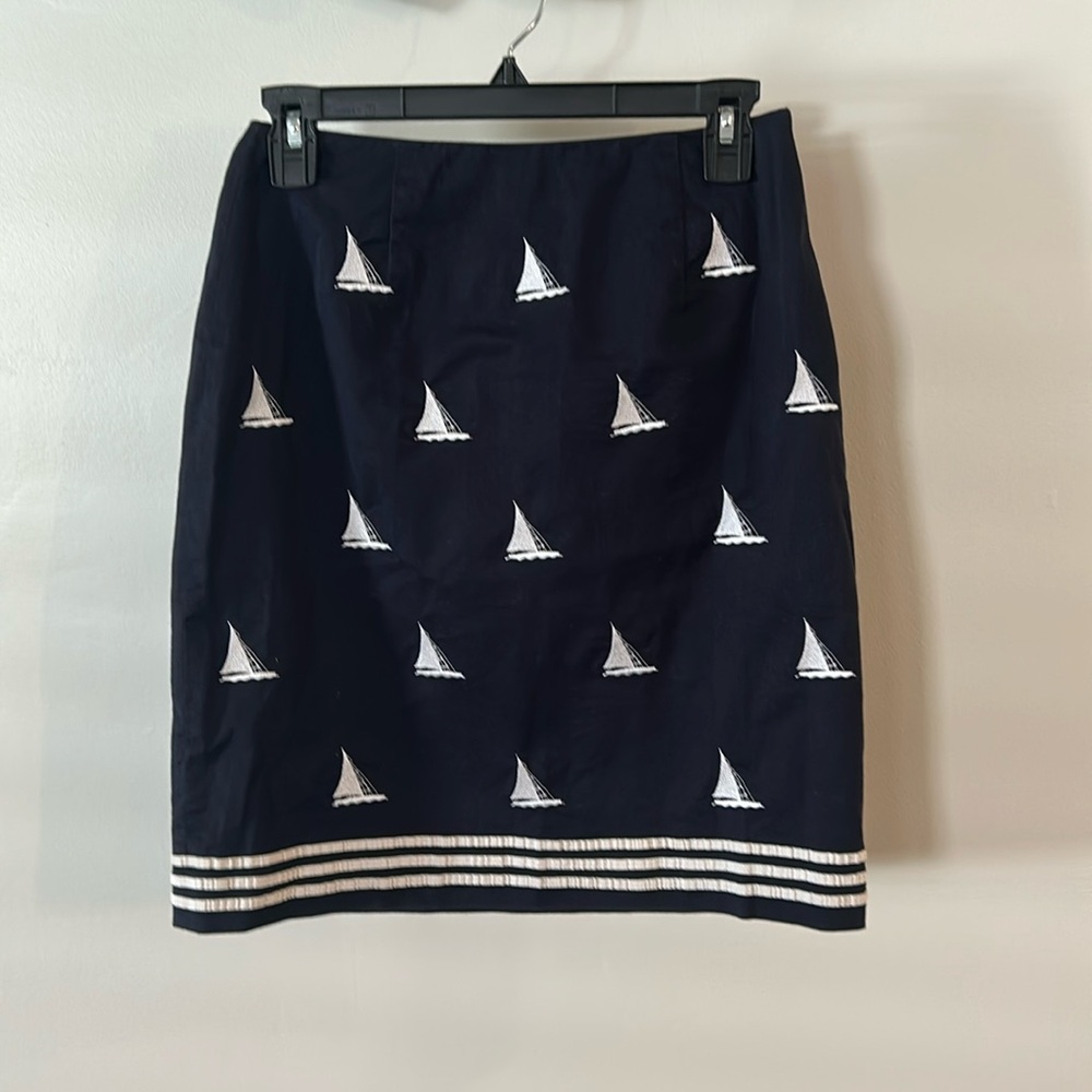 Talbots Embroidered Sailboat Skirt